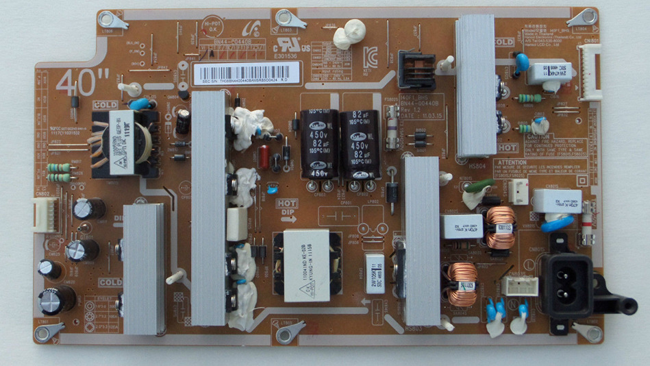 Samsung BN44-00440B (I40F1_BHS) Power Supply Board - Click Image to Close